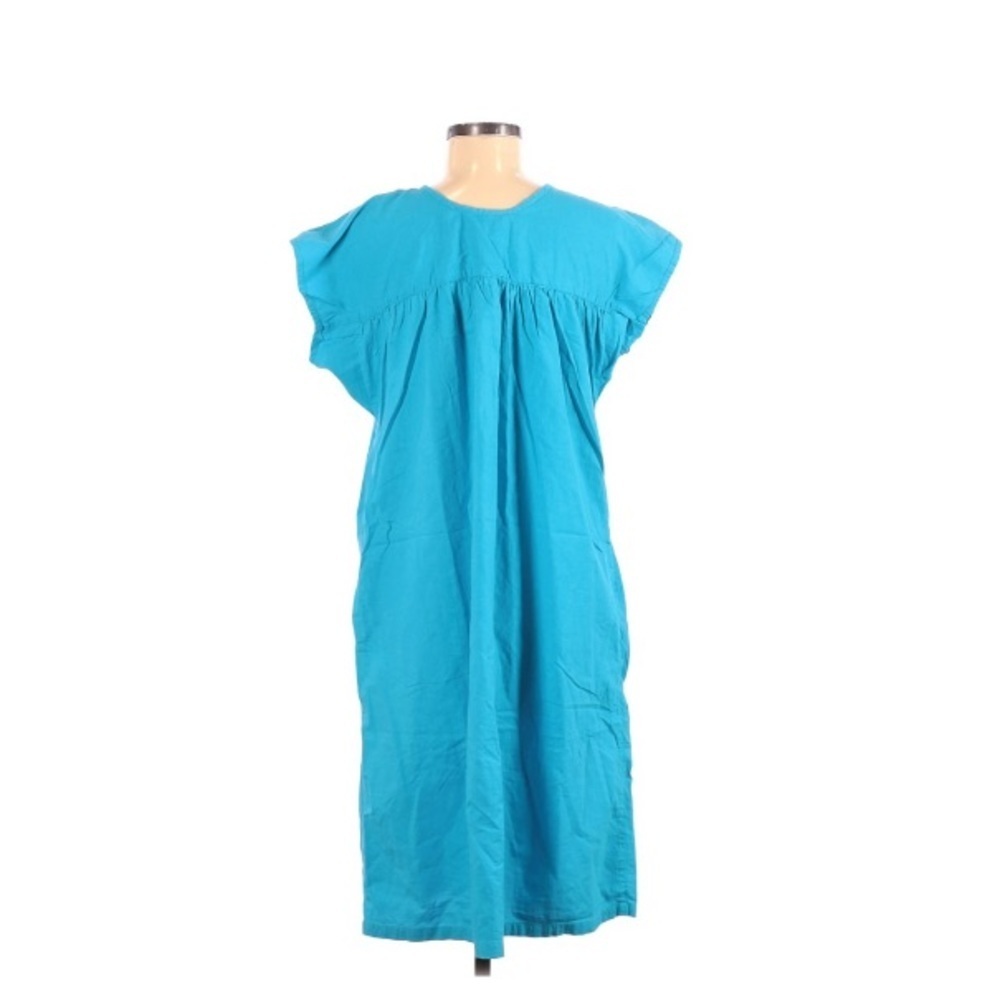 Cactus Flower Teal Summer Dress Medium Pink Green - Picture 3 of 10